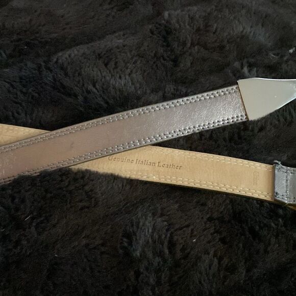 Metallic gray belt.  Adjustable up to 40” - Picture 2 of 5